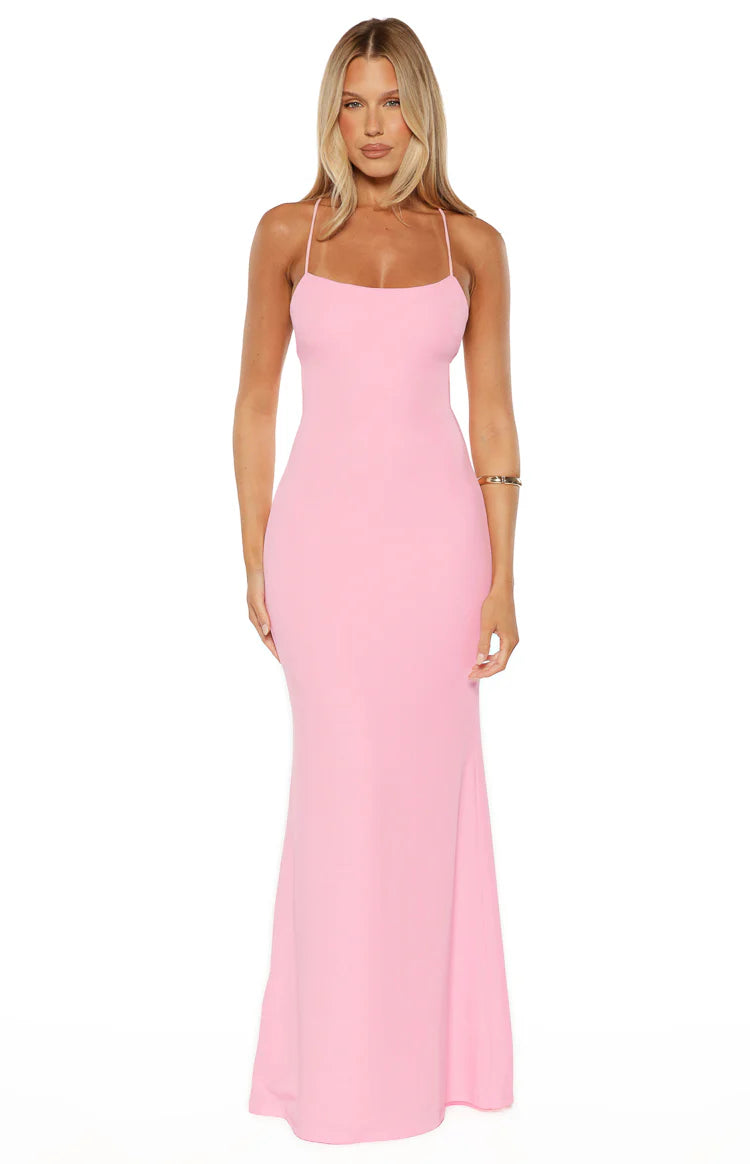Harriet Pink Crepe Maxi Dress