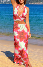 Harvey Green Floral Print Maxi Dress
