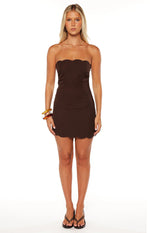 Harvey Brown Strapless Scallop Mini Dress