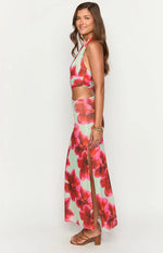 Harvey Green Floral Print Maxi Dress
