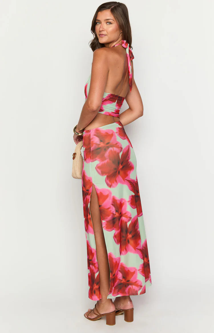 Harvey Green Floral Print Maxi Dress - US 8 | Beginning Boutique Exclusive Harvey Green Floral Print Maxi Dress - US 8 | Beginning Boutique Exclusive