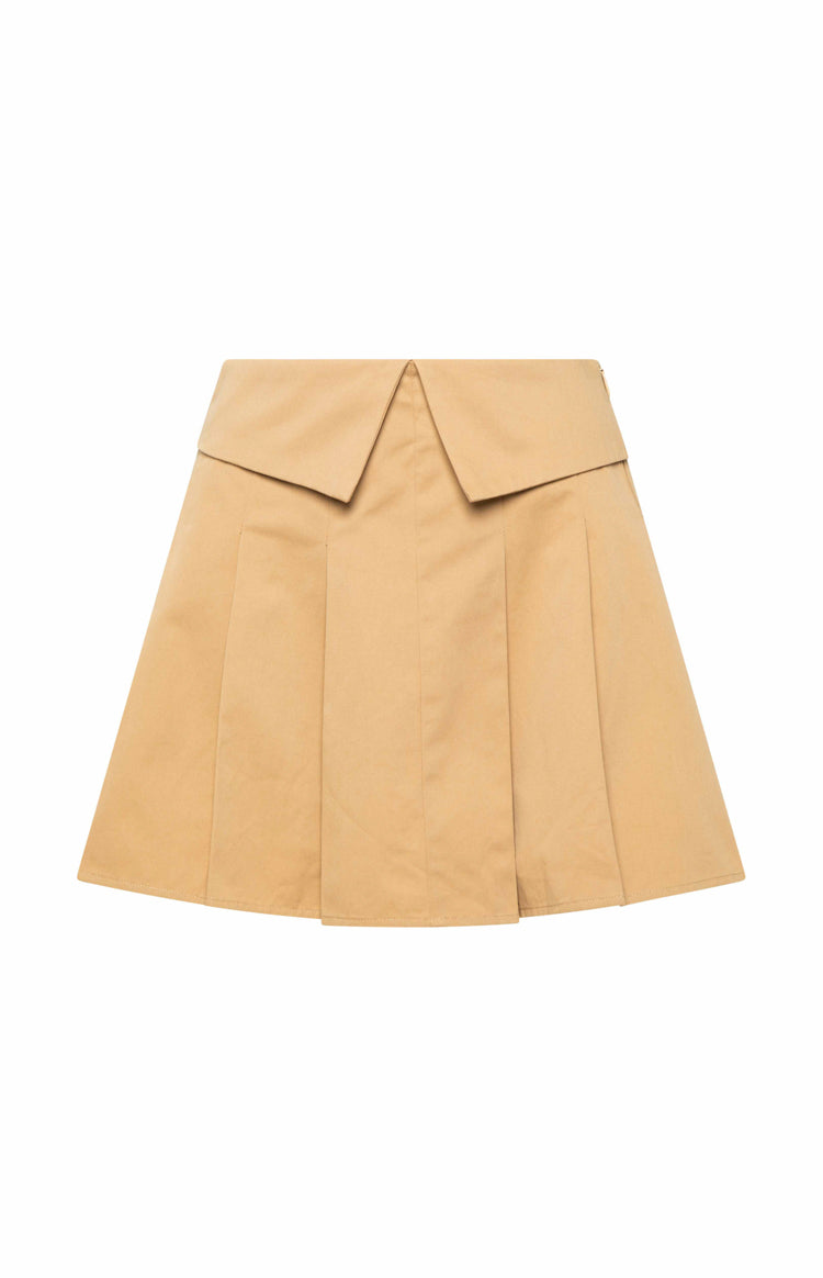 Haylen Tan Pleated Mini Skirt Image