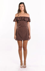 Haylie Brown Polka Dot Off Shoulder Mini Dress