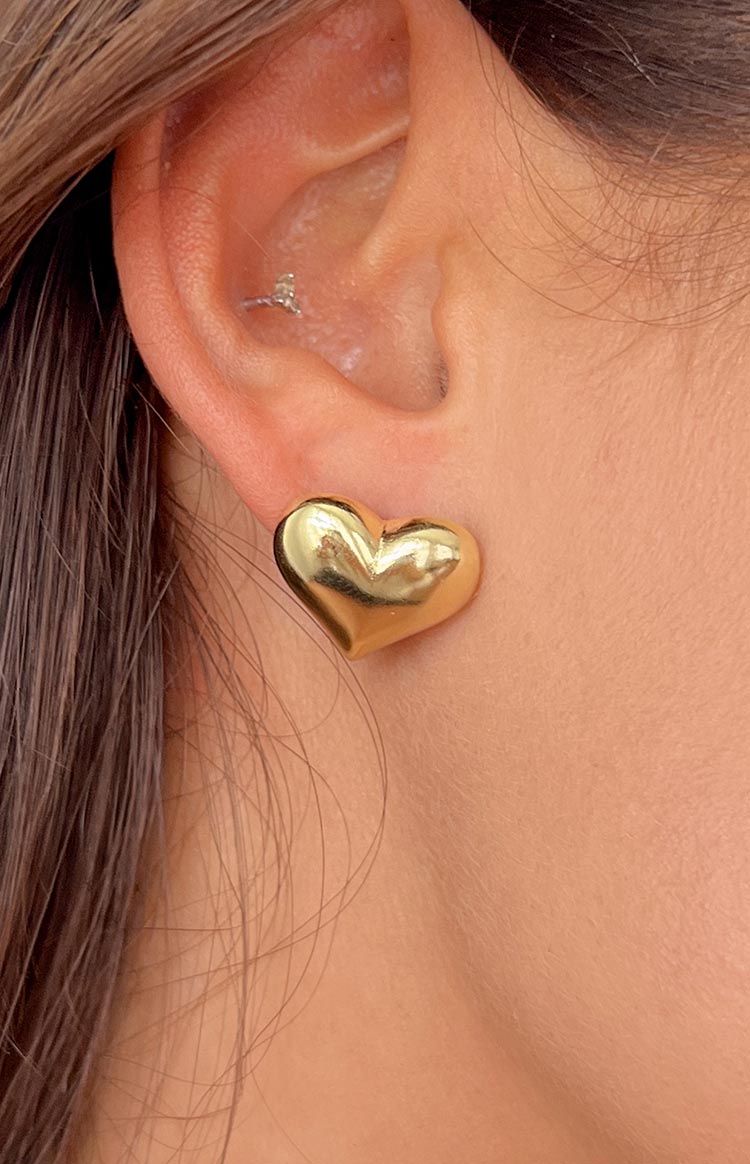 Heartbroken Gold Heart Earrings Image