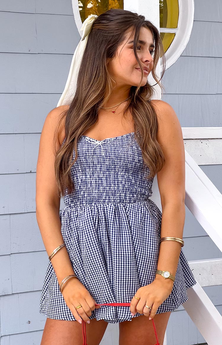 Heidi Navy Gingham Playsuit Image