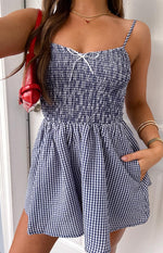 Heidi Navy Gingham Playsuit Image