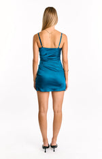 Higher Ground Teal Ruched Party Mini Dress Image