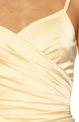 Higher Ground Yellow Ruched Party Mini Dress