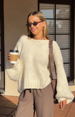 Holiday Cream Tie Up Knit Cardigan Image
