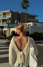 Holiday Cream Tie Up Knit Cardigan