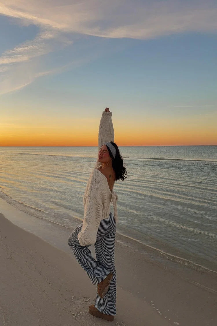 Holiday Cream Tie Up Knit Cardigan