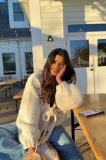 Holiday Cream Tie Up Knit Cardigan