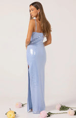 Honey Blue Sequin Maxi Dress