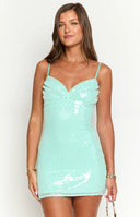 Honey Aqua Sequin Mini Dress