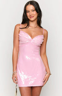 Beginning Boutique Honey Pink Sequin Mini Dress honey pink sequin bodycon mini dress with sweetheart neckline and thin straps