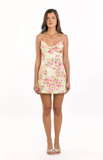 Honey Yellow Bloom Mini Dress