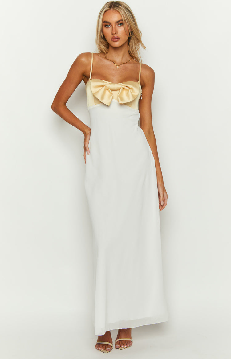 Honeydew Yellow Bow Maxi Dress - US 10 | Beginning Boutique Exclusive Honeydew Yellow Bow Maxi Dress - US 10 | Beginning Boutique Exclusive