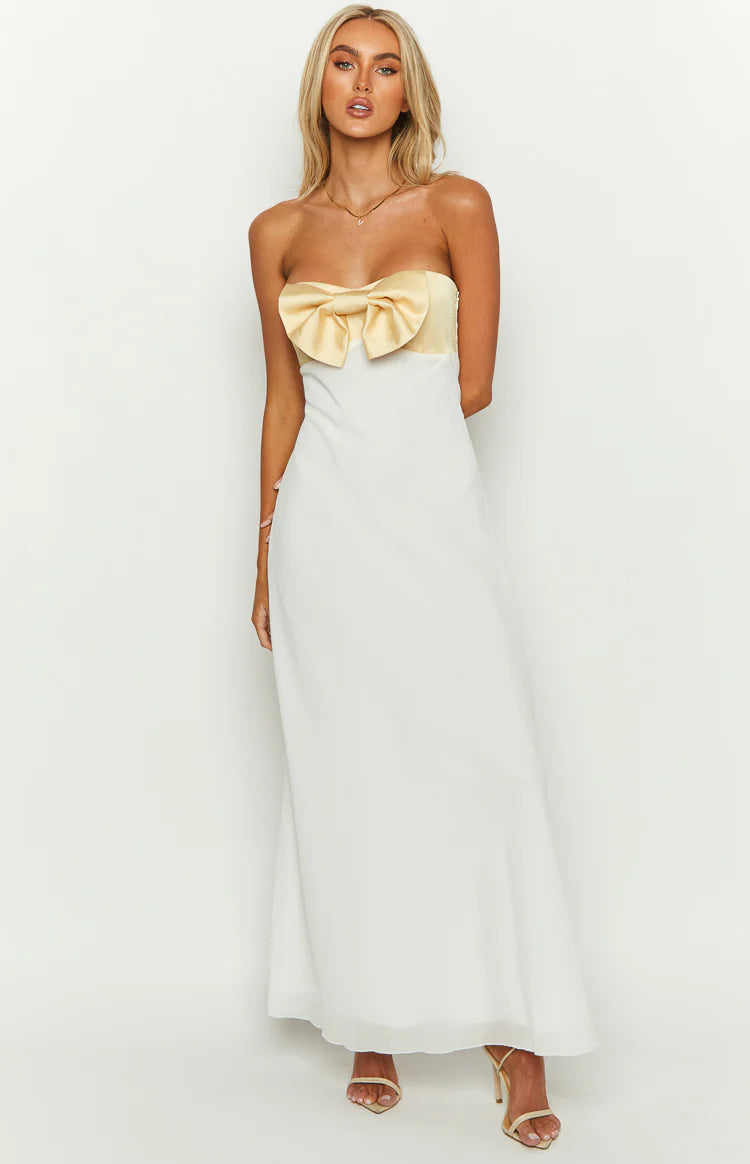 Honeydew Yellow Bow Maxi Dress - US 10 Honeydew Yellow Bow Maxi Dress - US 10
