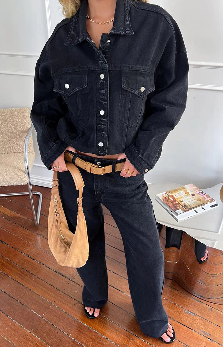 Hugo Black Oversized Denim Jacket