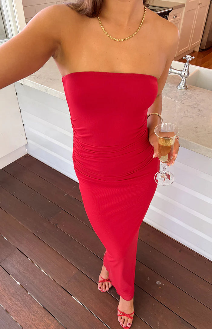 Imogen Red Maxi Dress - 12 | Beginning Boutique Exclusive