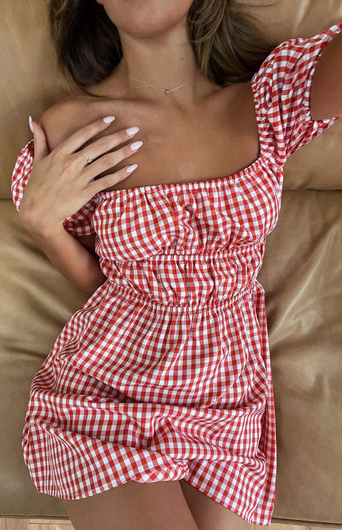 I'm Yours Red Gingham Mini Dress - US 8