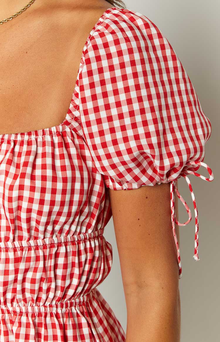 I'm Yours Red Gingham Mini Dress – Beginning Boutique US