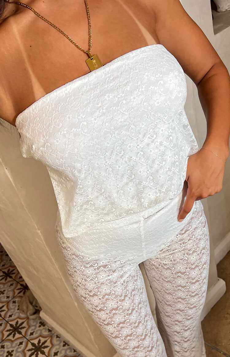 Ibiza White Lace Strapless Top Image