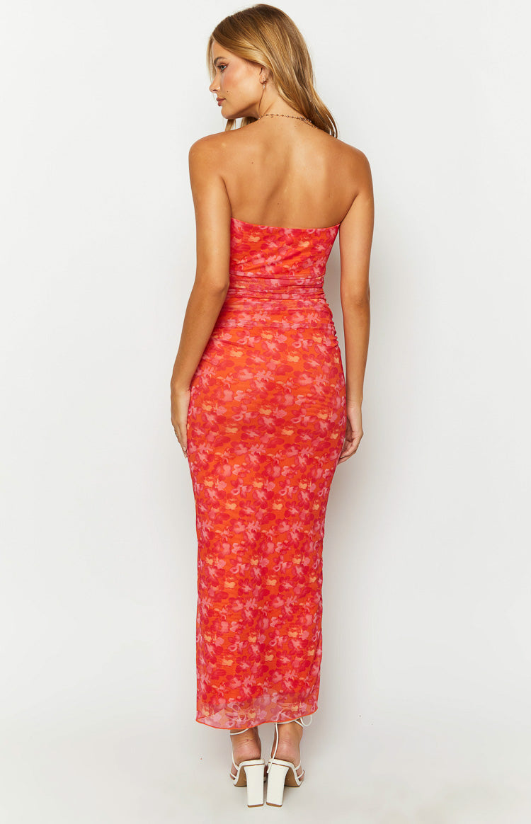 Imogen Orange Floral Print Maxi Dress Image