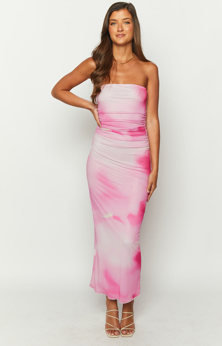 Imogen Pink Print Strapless Maxi Dress Image