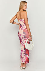 Imogen Purple Floral Print Strapless Maxi Dress Image