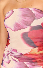 Imogen Purple Floral Print Strapless Maxi Dress Image