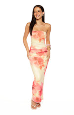 Imogen Yellow and Pink Floral Print Maxi Dress Image