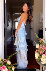 Inara Blue Ruffle Prom Dress