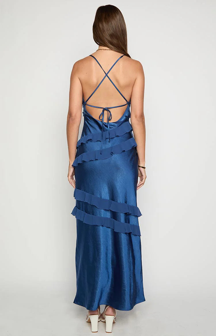 Inara Navy Ruffle Maxi Dress | Beginning Boutique US Inara Navy Ruffle Maxi Dress | Beginning Boutique US