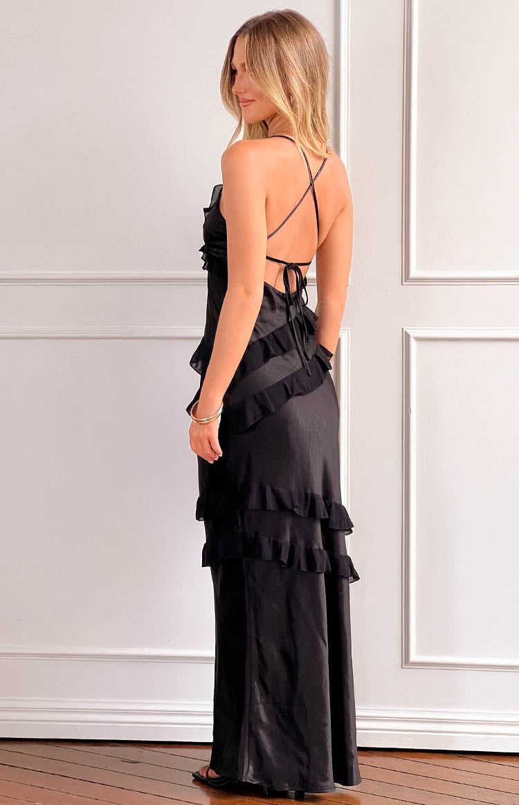 Inara Black Ruffle Maxi Dress - 16 | Beginning Boutique Exclusive Inara Black Ruffle Maxi Dress - 16 | Beginning Boutique Exclusive