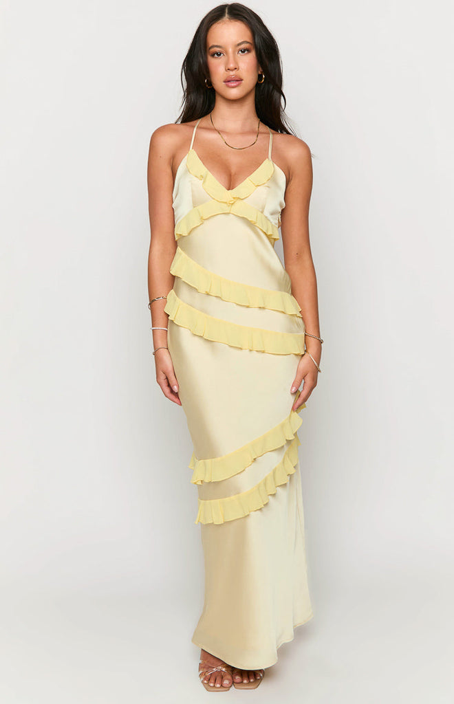 Inara Yellow Ruffle Maxi Dress – Beginning Boutique US