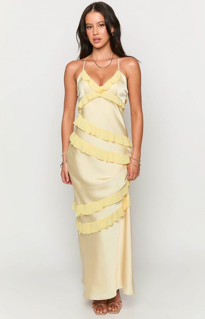 Inara Yellow Ruffle Maxi Dress – Beginning Boutique US