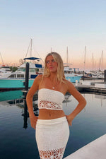 Indio White Crochet Maxi Skirt