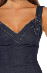 Ines Denim Buckle Detail Mini Dress Image