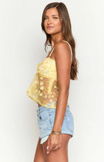 Isabella Yellow Sequin Strapless Top