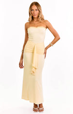 Isaiah Cream Strapless Mesh Maxi Dress Image