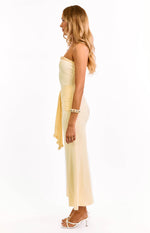 Isaiah Cream Strapless Mesh Maxi Dress Image