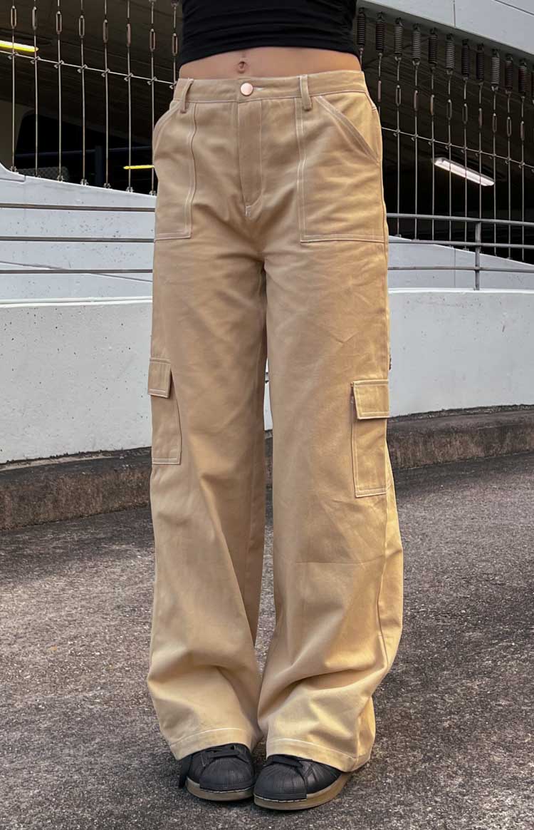 Beige baggy cargo pants Clearance