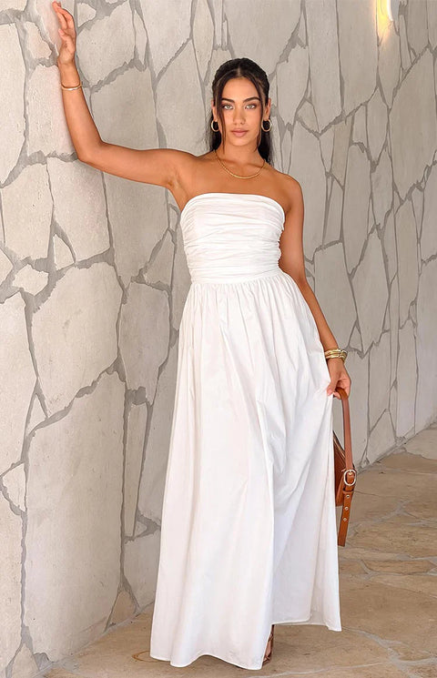 Josianne White Strapless Maxi Dress - US 10 | Beginning Boutique exclusive Josianne White Strapless Maxi Dress - US 10 | Beginning Boutique exclusive