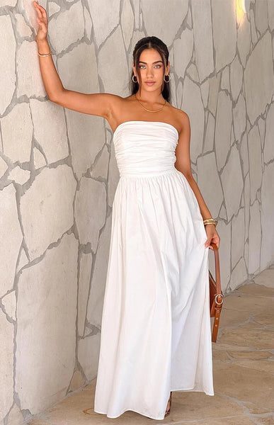 Josianne White Strapless Maxi Dress - US 10 | Beginning Boutique Exclusive Josianne White Strapless Maxi Dress - US 10 | Beginning Boutique Exclusive