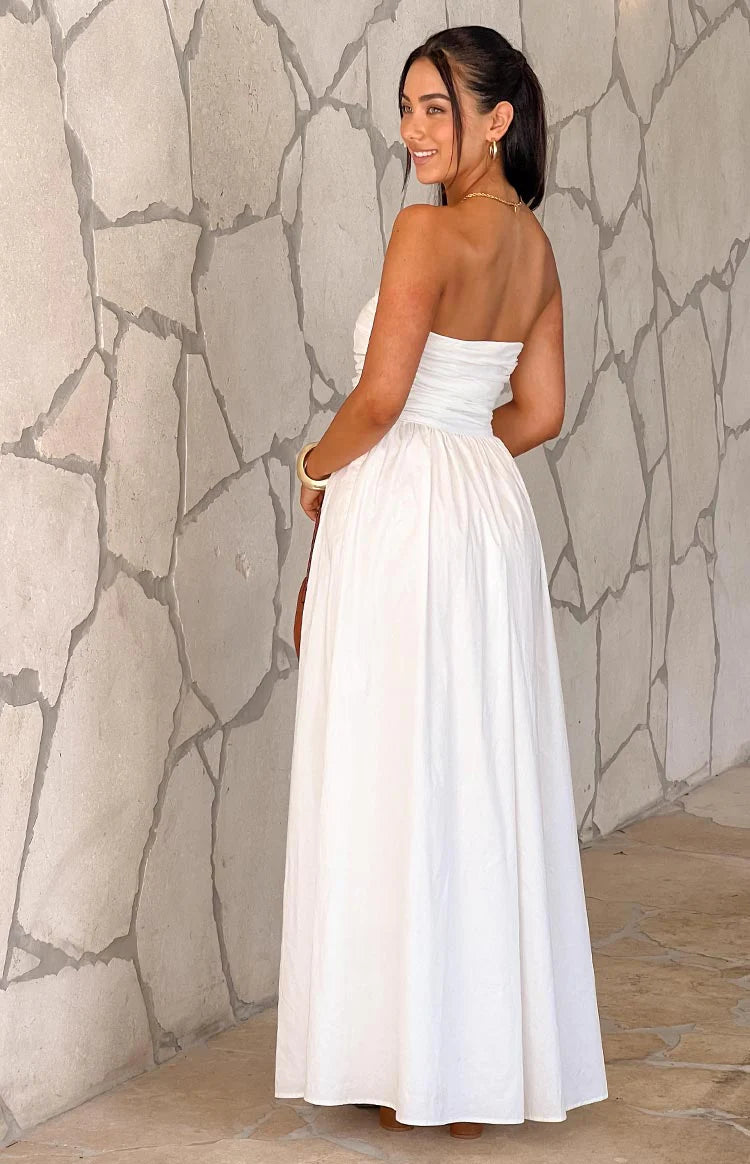 Josianne White Strapless Maxi Dress - US 10 | Beginning Boutique Exclusive Josianne White Strapless Maxi Dress - US 10 | Beginning Boutique Exclusive
