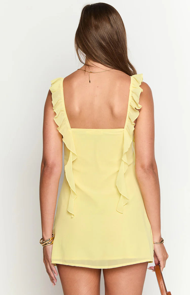 canary yellow smocked chiffon dress Rebecca Taylor Smocked Chiffon Dress - Canary Yellow