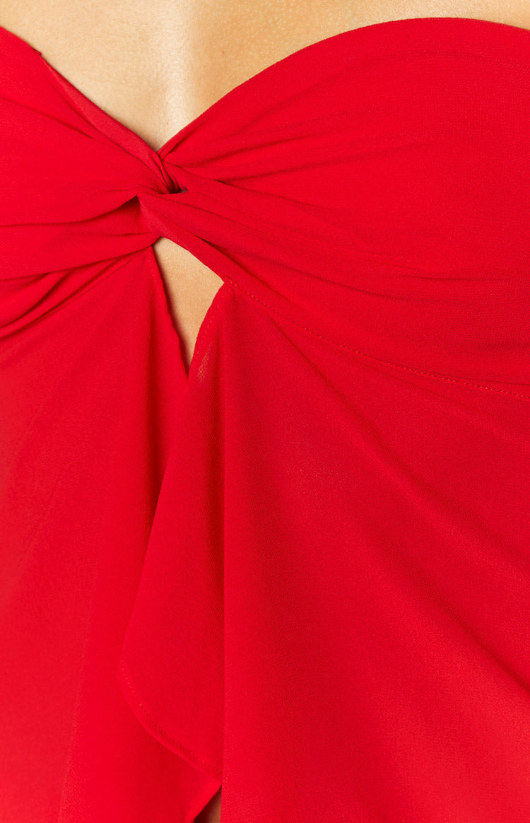 Jacqulin Red Strapless Top Image
