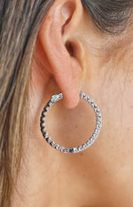 Jadine Silver Large Diamante Hoop Earrings
