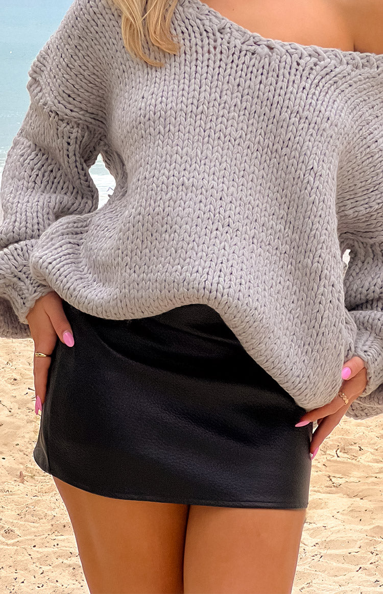 Jaimee Black PU Pebbled Mini Skirt Image